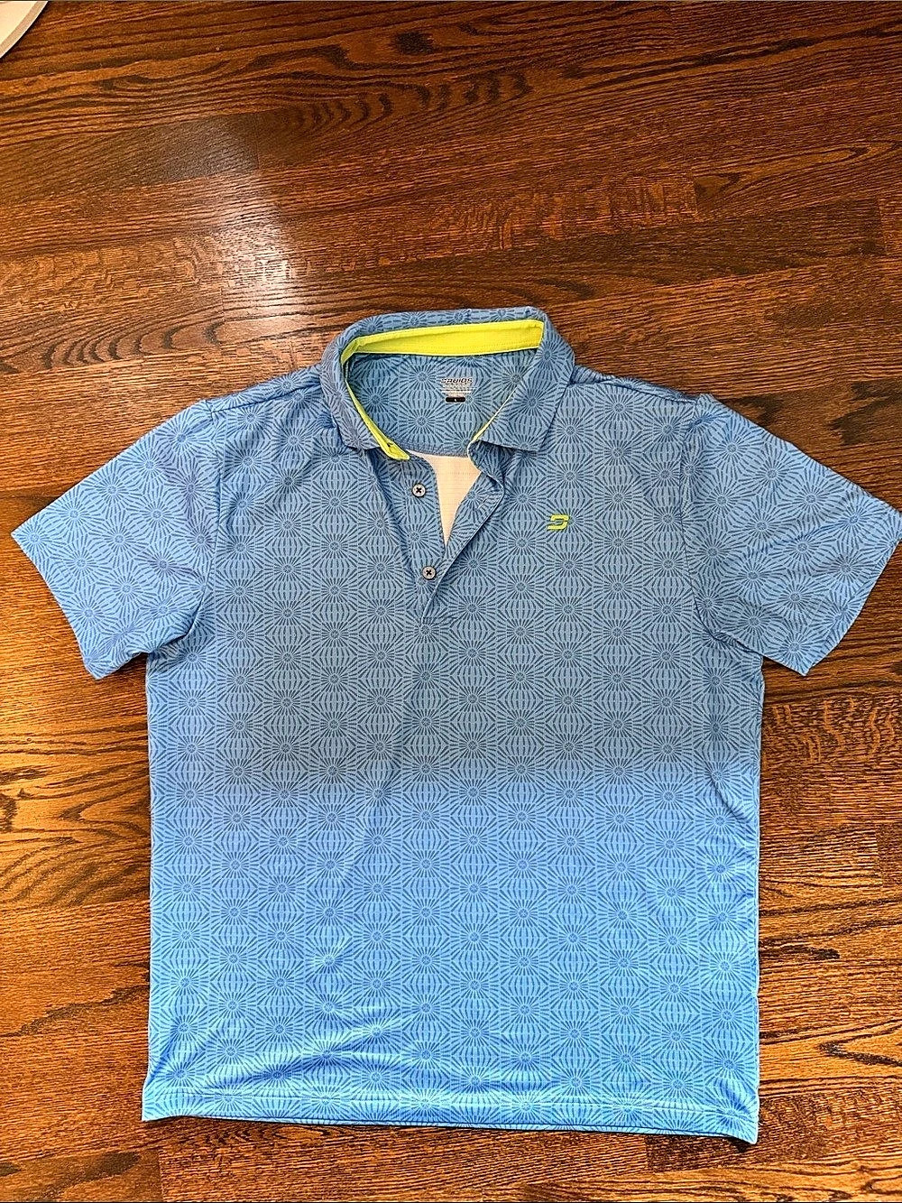 Druids Men’s Golf Polo Large Blue Geometric Print Performance Shirt